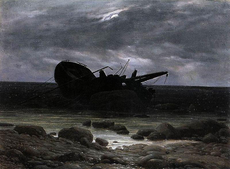 Caspar David Friedrich Wreck in the Moonlight oil painting picture